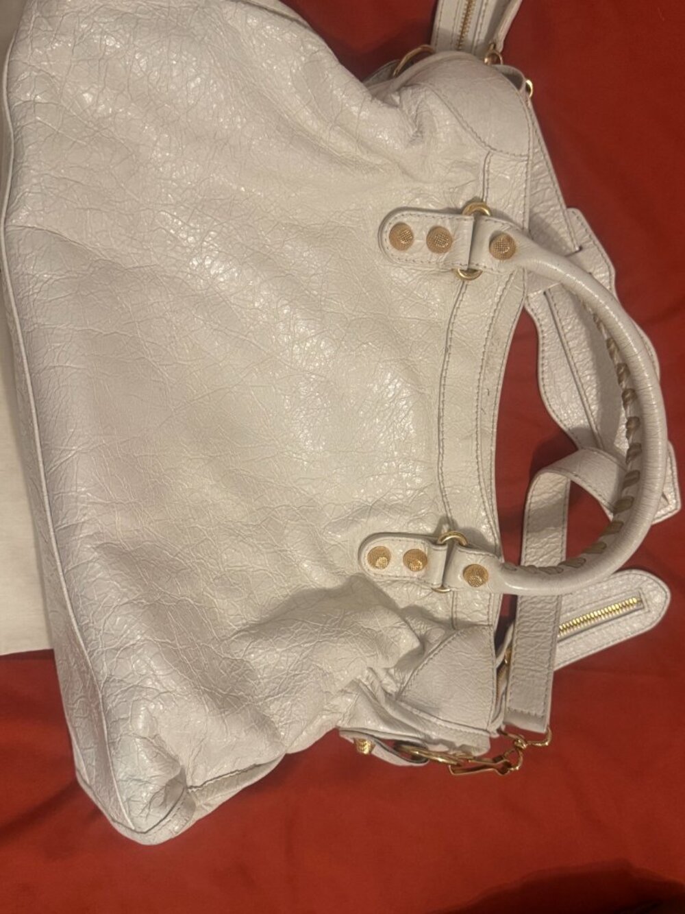 Authentic Balenciaga "Classic City" bag white with metal-edged golden hardware, - Picture 2 of 4